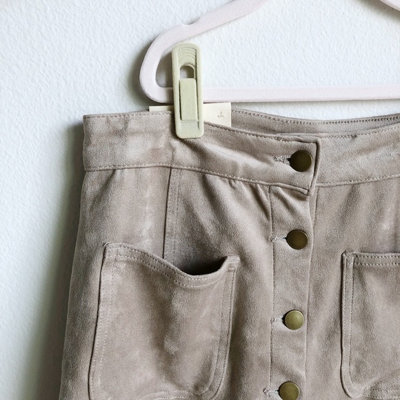 NWT Altar'd State Suede Neutral Button-Down Skirt - Picture 3 of 4